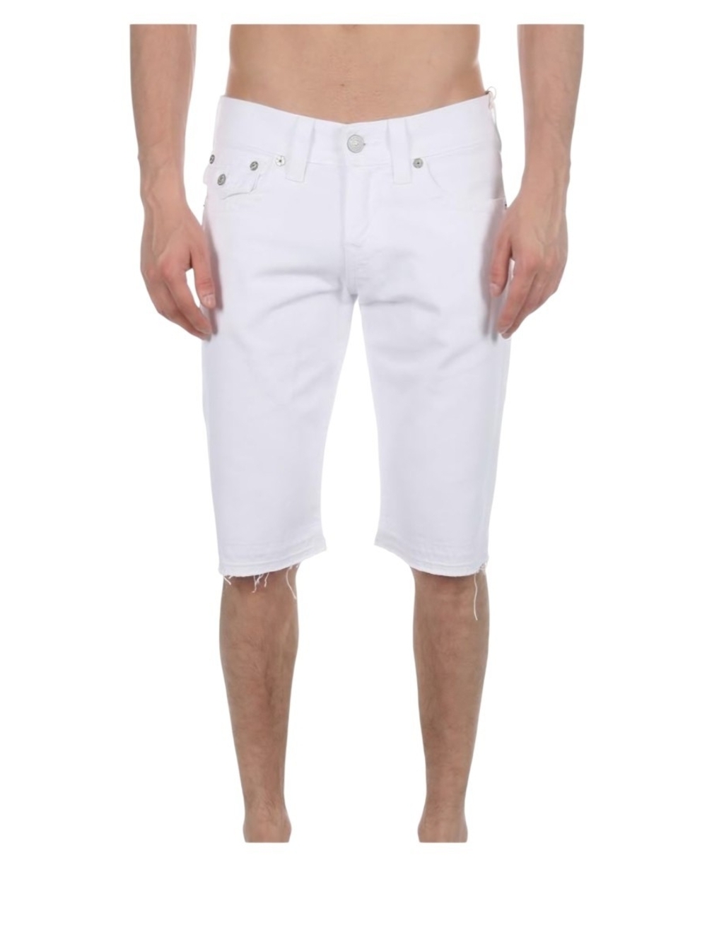 Men's White Denim Knee-Length Shorts True Religion